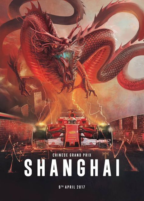 F1 Shangai's Poster Auto Racing Posters, Grand Prix Art, Chinese Grand Prix, Grand Prix Posters, Ferrari Poster, Motorsport Art, Auto Racing Events, F1 Art, F1 Wallpaper Hd