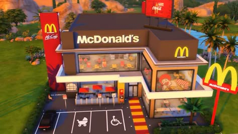 Sims 4 Restaurant, Around The Sims 4, Bloxburg Town, The Sims 4 Lots, Mcdonald's Restaurant, Sims 4 Cc Kids Clothing, Roller Rink, Sims 4 Expansions, Tumblr Sims 4