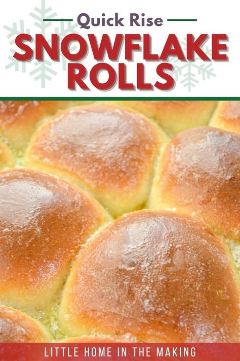 These soft Snowflake Rolls are the perfect easy homemade dinner roll recipe. A quick rise makes them perfect for beginners, but advanced bread bakers will enjoy making them too! Perfect for serving at Christmas or Thanksgiving, as well as with hearty meals throughout the cool weather season. These quick and easy homemade dinner rolls are one of our favorite winter recipes. Snowflake Rolls Recipe, Snowflake Rolls, Easy Homemade Dinner Rolls, Easy Homemade Rolls, Easy Homemade Dinner, Dinner Roll Recipe, Best Scone Recipe, Cafeteria Food, Dinner Roll