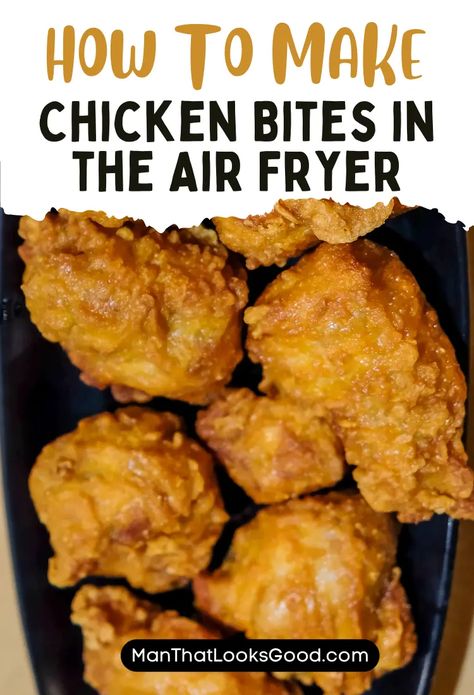 Crispy Chicken Bites in the Air Fryer Crispy Chicken Bites Recipes, Air Fryer Chicken Balls, Air Fried Chicken Bites, Chicken Bites In Air Fryer, Chicken Bites Air Fryer, Chicken Bites Oven, Oven Crispy Chicken, Air Fryer Chicken Bites, Crispy Chicken Bites