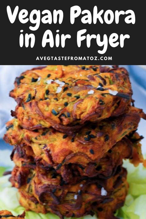 Crunchy on the outside, soft on the inside, these Vegan Pakoras are the ultimate snack to make in the air fryer! 🌱🍴 Made with a mix of fresh vegetables coated in a light, spiced chickpea flour batter and deep-fried to golden perfection. Perfect for dipping into your favorite chutneys or as a side to your main meals. 🥕🥔#VeganSnacks #Pakoras #PlantBasedEating Air Fryer Recipe Vegetarian, Air Fry Vegan, Air Fryer Pakora, Easy Vegan Air Fryer Recipes, Vegan Air Fryer Recipes Healthy, Vegan Airfryer Recipe, Vegan Pakora, Air Fryer Vegan Recipes, Healthy Air Fryer Snacks