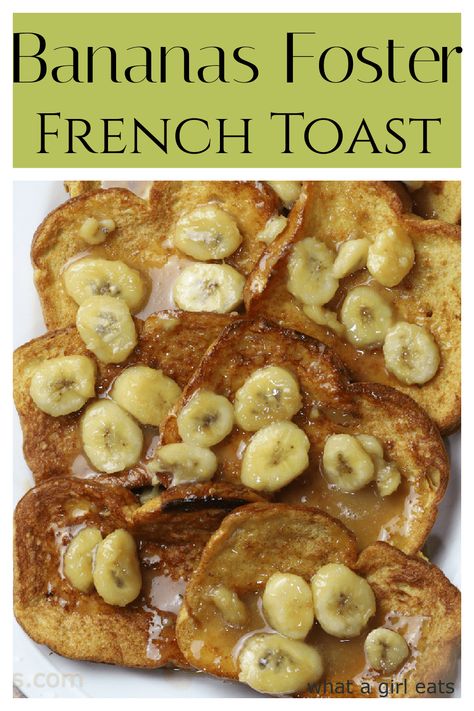 This decadent Bananas Foster French toast recipe is made with rich challah or brioche bread, sauteed bananas, rum in a gooey buttery sauce. Brunch Makeahead, French Toast For Two, Recipe For French Toast, Casserole For Two, Brioche French Toast Recipe, Sweet Custard, Bananas Foster French Toast, Future Chef, Brioche French Toast