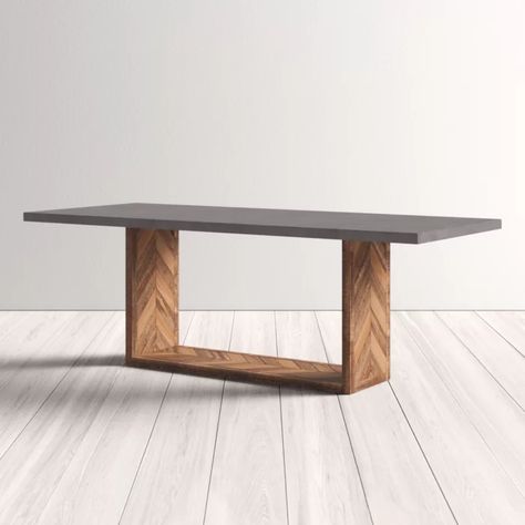 Unique Dining Room Table, Unique Dining Room, Dining Table Online, Wood And Concrete, Concrete Dining Table, Concrete Materials, Concrete Furniture, Wood Works, Kitchen Dining Tables