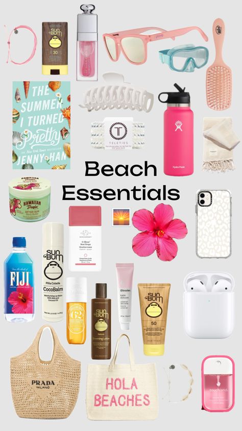 Beach Packing List Aesthetic, Summer Wishlist 2023, Beach Girl Essentials List, Beach Supplies List, Summer Beach Essentials, Cute Beach Accessories, Beach Packing List For Teenage Girl, Summer Must Haves 2024, Coconut Girl Products