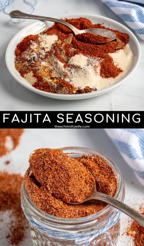 How to make Homemade Fajita Seasoning! Easy to make at home this fajita seasoning leaves all the preservatives found in store bought seasoning out! Perfect for chicken, steak, and veggie fajitas! Fajita Seasoning Single Serving, Mexican Seasoning For Steak, Steak Fajitas Seasoning Recipe, Easy Fajita Seasoning, Homemade Chicken Fajita Seasoning, Fajita Seasoning Recipe Steak, Diy Fajita Seasoning Easy, Chicken Fajitas Stove Top, Fajita Seasoning Recipe Chicken