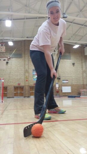 Use a yarn ball to slow the puck down in floor hockey! Floor Hockey, Adapted Physical Education, Yarn Ball, Physical Education, Hockey, Yarn, Flooring, Education, Sports