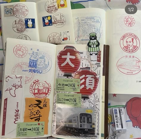 Travel Sketchbook Journal, Japan Travel Scrapbook, Japan Stamp Book, Japan Travel Journal, Stamp Journal, Japanese Scrapbook, Japan Scrapbook, Japan Journal, Midori Journal