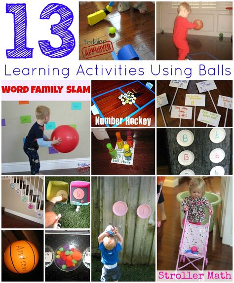 Toddler Approved!: 13 Simple Learning Activities Using Balls. What other learning activities have you done with balls? Early Learning Activities, Gross Motor Activities, Creative Curriculum, Activities For Children, Circle Time, Toddler Learning Activities, Toddler Fun, Gross Motor, Toddler Learning