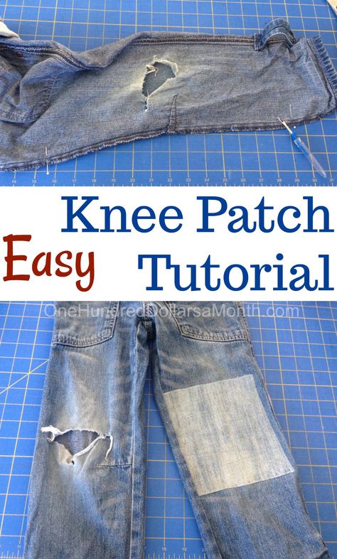 Jean Knee Patch Ideas, Knee Patch Jeans, Patching Holes In Pants, Fix Ripped Jeans Knee, Patched Knee Jeans, Pants With Knee Patches, Patch Knee Holes In Jeans, Knee Patches For Jeans, Jean Patches Ideas