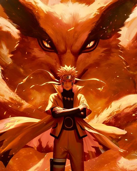 The Nine Tails Jinchuriki — Generated/created by @the.artful.ai with Midjourney Niji 6 — Inspired by the Anime series Naruto/Naruto… | Instagram Naruto And Nine Tails, Nine Tailed Fox Art, Nine Tailed Fox Naruto, Naruto Nine Tails, Sasuke Wallpaper, Nine Tails, Itachi Mangekyou Sharingan, Fox Artwork, Mangekyou Sharingan