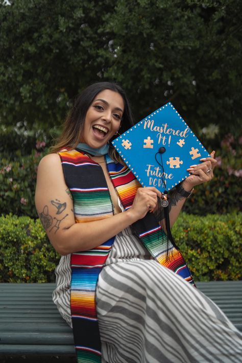 Masters in applied behavior analysis, future BCBA, educated latina, tattoos in the worspace Applied Behavior Analysis Graduation Cap, Aba Masters Degree, Bcba Graduation Cap, Aba Graduation Cap, Latina Tattoos, Diy Grad Cap, Masters Graduation Pictures, Masters Degree Graduation, College Grad Cap Ideas