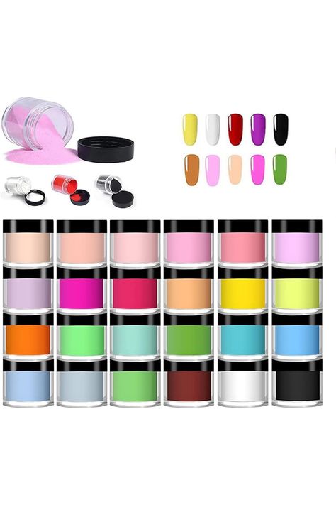 Acrylic Powder, Colored Acrylic Nail Powder Sets Art Tips UV Gel Nail Acrylic Powder Decoration DIY 3D Manicure, 24 Colors Acrylic Powder Nails Acrylic Powder Nails, Nail Acrylic Powder, Color For Nails, Long Square Nails, Nail Acrylic, Acrylic Nail Powder, Colored Acrylic, Colored Acrylic Nails, Nail Powder