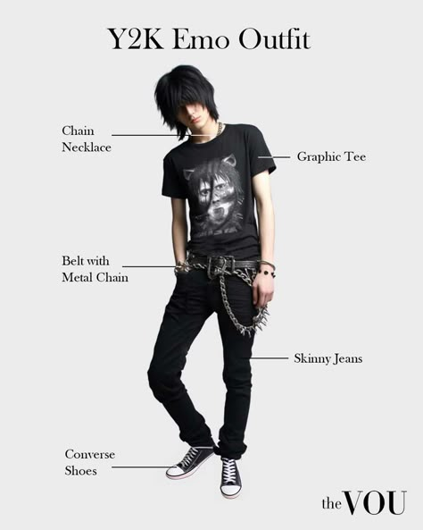 Emo Men Aesthetic, Emo Jeans Outfit, Elder Emo Fashion Men, Emo Goth Outfits Men, Emo Rock Outfits, Emo Clothes Male, My Chemical Romance Aesthetic Outfits, Emo Fashion Male, Emo Guys 2000s