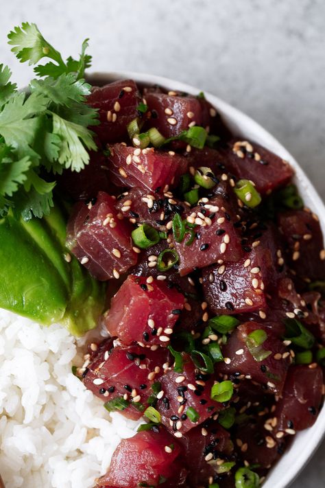 Tuna Poke Recipe, Ahi Tuna Poke, Poke Recipe, Tuna Poke Bowl, Raw Tuna, Tuna Poke, Ahi Tuna, Tuna Recipes, Healthy Food Delivery