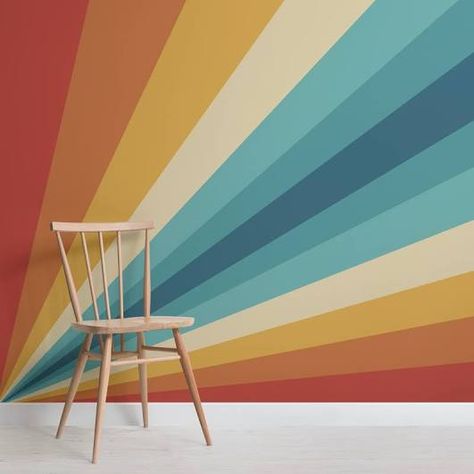 Wallpaper Funky, Weekend Design, 70s Inspiration, Wall Murals Diy, Funky Wallpaper, World Map Wallpaper, Wall Murals Painted, Rainbow Room, Murals Wallpaper