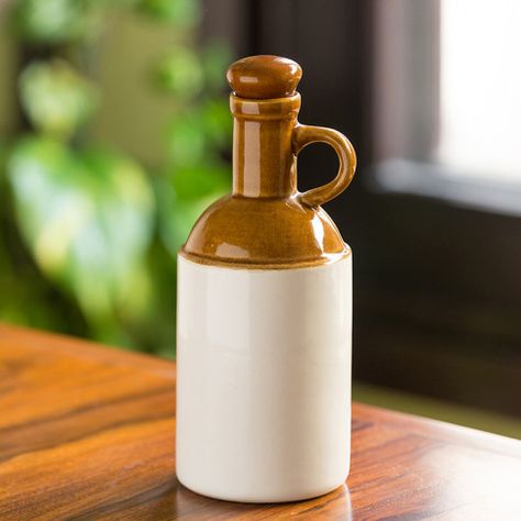 The 'Old Fashioned' Hand Glazed Studio Pottery Ceramic Oil Bottle (1000 ML) Indian Ceramics, Glassware Crafts, Pottery Bottles, Indian Handicrafts, Ceramic Bottle, Oil Dispenser, Ceramic Kitchen, Ceramic Jars, Cooking Oil