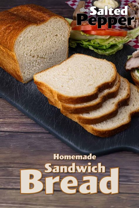 Sandwich bread recipe with a fluffy soft interior and a buttery soft crust. You can make this in the oven or in the Ninja Combi. Ninja Bread Recipes, Ninja Foodi Bread Recipes, Ninja Foodi Bread, Beginner Bread Recipe, Ninja Combi, Beginners Bread Recipe, The Perfect Sandwich, Homemade Sandwich Bread, Sandwich Bread Recipe