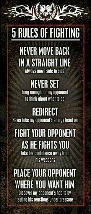 5 rules of Fighting Martial Arts Quotes, Trening Sztuk Walki, Self Defense Tips, Pencak Silat, Martial Arts Techniques, Ju Jitsu, Krav Maga, Boxing Workout, Aikido