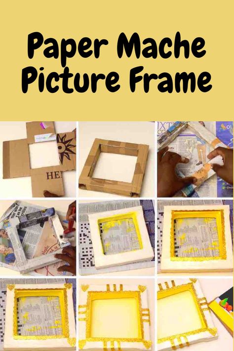 Paper Mache Frames Diy, Paper Mache Picture Frames, Paper Mache Frame, Photo Frame With Paper, Make A Photo Frame, Diy Photo Frame Cardboard, Photo Frame Diy, Ruler Crafts, Paper Picture Frames