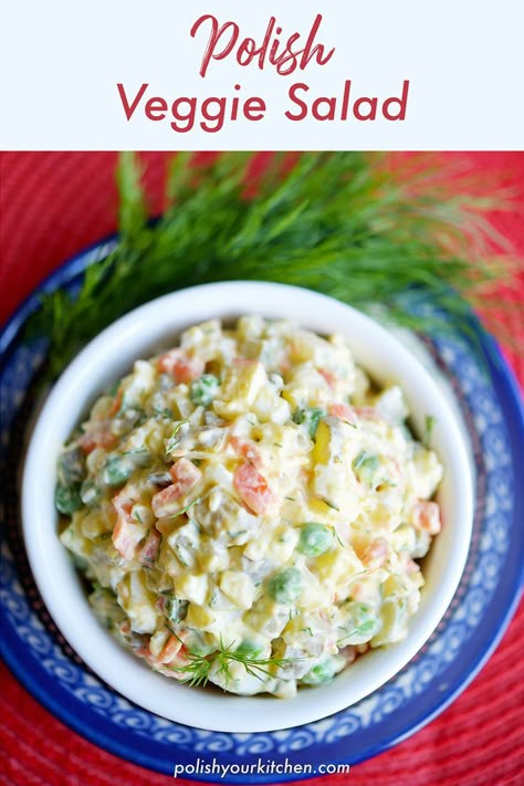 Polish Vegetable Salad, Polish Vegetable Recipes, Polish Salad Recipes, Polish Cabbage Recipes, Polish Salads, Polish Salad, Polish Food Traditional, Chrusciki Recipe, Polish Sides