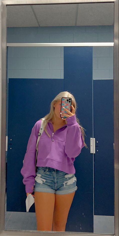 Purple, blue, lululemon, purple scuba hoodie Preppy Scuba Outfit, Purple Lululemon Outfit, Black Lululemon Scuba Hoodie Outfit, Scuba Outfits Lululemon, Scuba Lululemon Outfit, Lulu Scuba Outfit, Cute Outfits With Lulu Scuba, Lulu Scuba Hoodie Outfit, Scuba Hoodie Outfit