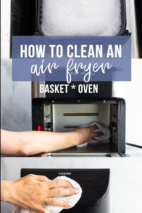 How To Clean An Air Fryer Oven, Air Fryer Cleaning Tips, Cleaning Air Fryer Oven, Clean Air Fryer Oven, Clean Airfryer Hack, How To Clean Inside Of Air Fryer, Best Way To Clean Air Fryer, How To Degrease An Air Fryer, How To Clean My Air Fryer