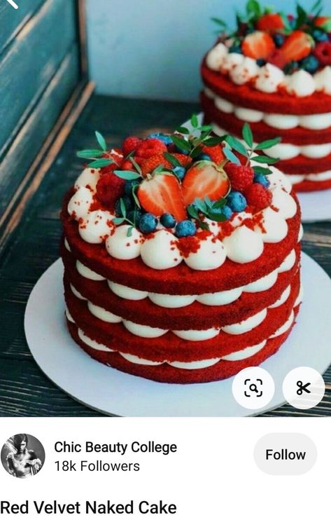 Red Velvet Naked Cake, K Pop Funny, Red Velvet Cakes, Velvet Cakes, Birthday Cake Decorating Ideas, Chocolate Cake Designs, Mini Torte, Cake Mini, Naked Cakes