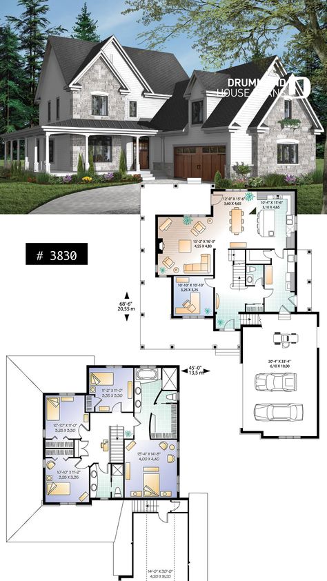 Garage Home Office, Case Minecraft, Wraparound Porch, Casas The Sims 4, Sims House Plans, House Layout Plans, Casa Container, Layout Architecture, House With Porch