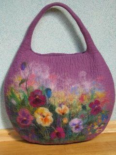 Watercolor felting by Renata of Lithuania – Felting Felted Embroidery, Felt Handbags, Felted Accessories, Felted Purse, Tovad Ull, Felted Crafts, Felted Bags, Felted Bag, Felt Bags