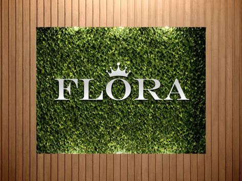 Logo mockup on green grass flora with st... | Premium Psd #Freepik #psd #mockup Grass On Wall Decor, Grass Logo Design, Green Wall With Logo, Flora Name, Shop Board Design, Grass Wall Backdrop, Strip Wood, Medical Shop, Makeup Backgrounds