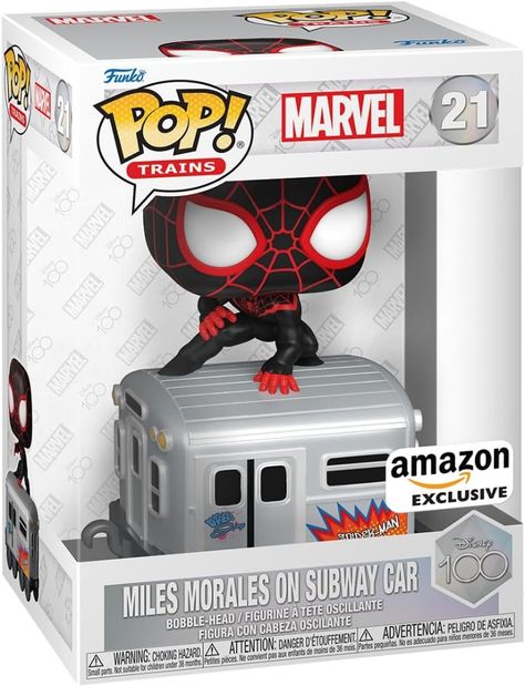 #marvel #bobblehead #spiderman #peterparker #funko #funkopop #funkopops #funkofamily #funkocollector #marvelcomics #avengers #milesmorales All aboard! Bring a piece of Disney magic home with your favorite webslinger! Welcome Miles Morales™ into your home as Pop! Miles on Subway cart. Celebrate Disney’s 100th Anniversary with Pop! Miles on Subway Cart as he rides along atop this subway car in his iconic Spider-Man suit. Marvel Miles Morales, Spider Man Suit, Subway Car, Dark Vader, Pop 100, Muppet Christmas Carol, Dark Vador, Miles Morales Spiderman, Vinyl Art Toys