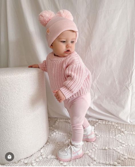 Coquette Toddler Outfits, Girls Spring Outfits, Kids Accessories Fashion, Knit Two Piece Set, Japan Outfit, Baby L, Chunky Knit Sweater, Toddler Clothing