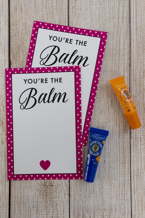 FREE Printable Valentine You Are the Balm Cards. Pink heart Valentine cards for lip balm. Great class or teacher Valentine idea for kids. #teachervalentine #lipbalm #youarethebalm #loccitane #chapstick #valentinegiftideas Chapstick Valentines For Kids, Your The Balm Printable Free, Lip Balm Valentines Ideas, You Are The Balm Free Printable, You’re The Balm Free Printable, You’re The Balm Printable, Lip Balm Teacher Gift Free Printable, Chapstick Valentine, You’re The Balm Valentine