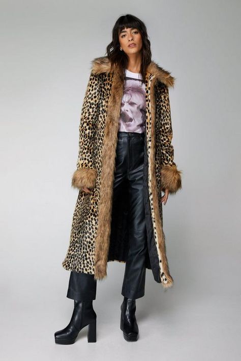 Classic Astethic, 2000 Outfit, Maximalist Fashion, Penny Lane Coat, Fur Fabric, Fall Inspo, Penny Lane, Faux Fur Fabric, Print Coat