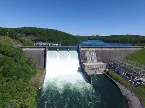 Norris Dam is the Tennessee Valley Authority’s (TVA) first hydroelectric project completed in 1936. Tennessee Valley Authority, Lake Vacation, Rocky Top, Hydro Electric, Construction Site, Niagara Falls, Great Places, Tennessee, Comic Book