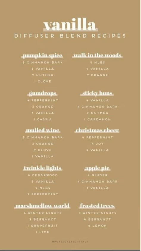 Fall Fragrance Oil Blends, Vanilla Diffuser Blends, Humidifier Oils, Essential Oils Diffuser Blends, Essential Oil Candle Blends, Essential Oil Candle Recipes, Essential Oils Diy, Fall Essential Oil Blends, Essential Oil Perfumes Recipes