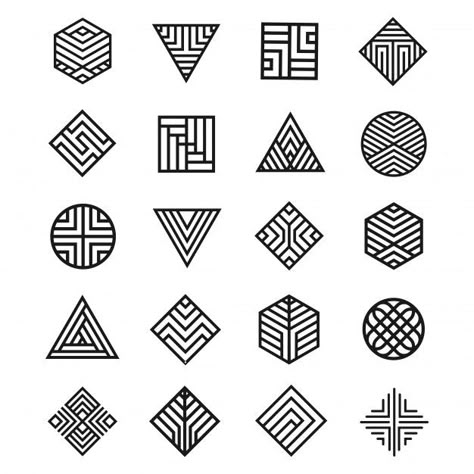 Set of geometry shape icon Premium Vecto... | Premium Vector #Freepik #vector #logo #pattern #frame #vintage Shape Icon, Tapete Gold, Geometric Shapes Design, Motif Art Deco, Geometric Symbols, Geometry Shape, Geometric Design Art, Shapes Design, Geometric Drawing