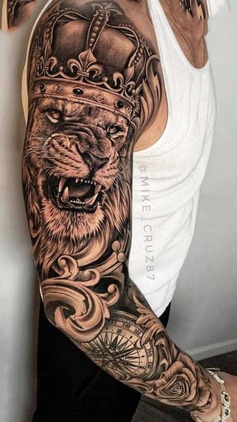 Tattoo Lower Back, Tattoo Frau, Lion Shoulder Tattoo, Tato 3d, Lion Forearm Tattoos, Lion King Tattoo, Lion Tattoo Sleeves, Lion Head Tattoos, Men Tattoos Arm Sleeve