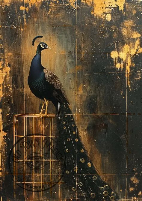 Gothic Homeware, Golden Peacock, Occult Decor, Peacock Wall Art, Academia Decor, Dark Academia Decor, Occult Symbols, Witch Shop, Dark Home Decor