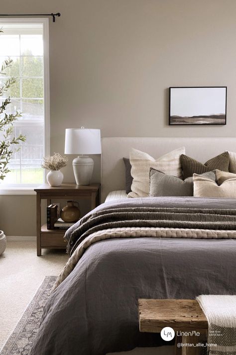 Timeless, tempting and comfy whatever the season, our pure linen duvet covers will transform not just your bedroom but your sleep as well. Grey Sheets Bedroom, Stone Bed, Pure Linen Bedding, Grey Sheets, Linen Bed, Grey Linen Bedding, Linen Duvet Cover, Bedroom Decor Cozy, Bed Linens Luxury