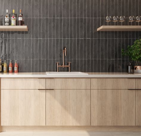 Kitchen Grey Tiles Wall, Dark Gray Backsplash Kitchen, Dark Grey Backsplash Kitchen, Dark Grey Backsplash, Dark Gray Backsplash, Grey Backsplash Kitchen, Dark Backsplash, Tiles Wall Design, Gray Tile Backsplash