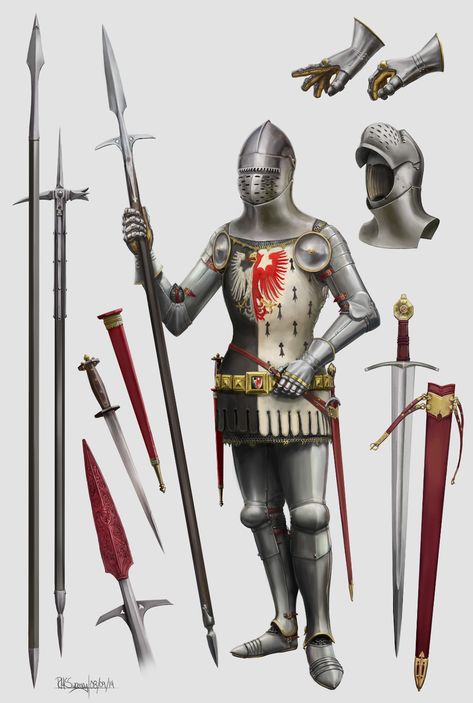 ArtStation - Early 15th Century Harness and Arms, Robbie McSweeney 15th Century Armor, Medieval Drawings, Armor Drawing, Medieval Artwork, Century Armor, Historical Warriors, Ancient Armor, Ancient Warfare, Historical Armor