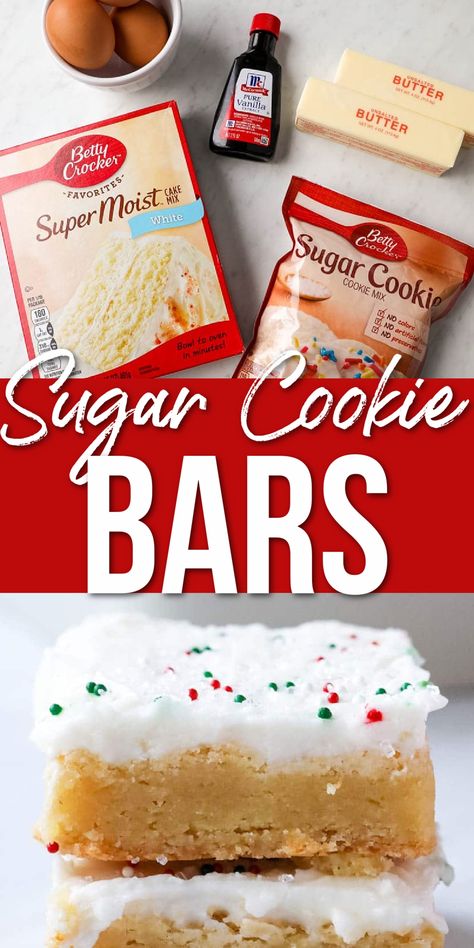 SUGAR COOKIE BARS ON A PLATE Hungry Blonde Sugar Cookie Bars, Christmas Cake Mix Cookie Bars, Lofthouse Cookie Bars, Sugar Cookie Sheet Bars, Christmas Cookie Bars Easy Cake Mixes, Sugar Cookie Squares, Sugar Cookie Dessert Recipes, Betty Crocker Sugar Cookie Bars, Easy Sugar Cookie Bars Cake Mixes