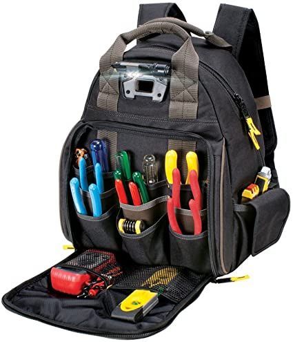 CLC Tech Gear Lighted Tool Backpack Bag - L255 Tool Backpack, Belt Storage, Multipurpose Tools, Tool Bags, Work Gear, Light Backpack, Tech Gear, Utila, Pocket Light