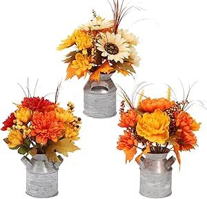 Harvest Table Centerpieces, Faux Potted Plants, Farmhouse Home Office, Thanksgiving Floral Arrangements, Harvest Festival Decorations, Sunflower Centerpieces, Thanksgiving Floral, Thanksgiving Flowers, Rustic Thanksgiving