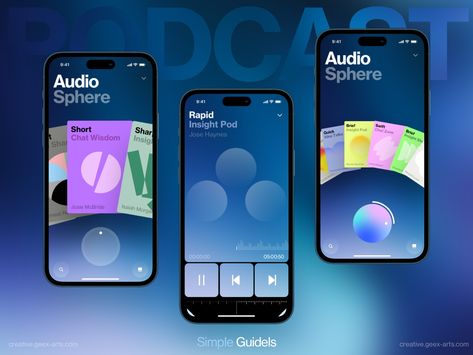 Podcast designed by Geex Arts. Connect with them on Dribbble; the global community for designers and creative professionals. Phone Ui Design, Futuristic App Design, Creative Ui Design, Card Ui Design, Music Ui Design, Music App Ui Design, Music Ui, Music Player Design, Music App Design