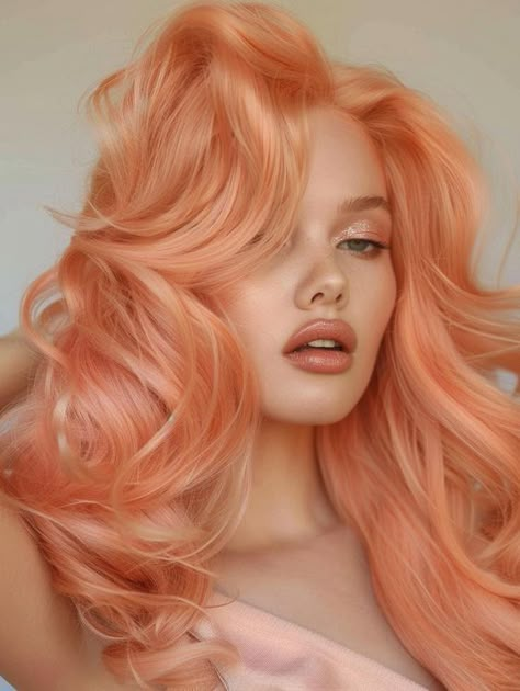 Fresh and Vibrant Peach Hair Color Ideas for All Hair Types Soft Orange Hair Color, Peach And Pink Hair, Pink And Peach Hair, Light Peach Hair, Apricot Hair Color, Peachy Hair Color, Apricot Blonde, Peach Pink Hair, Coral Hair Color