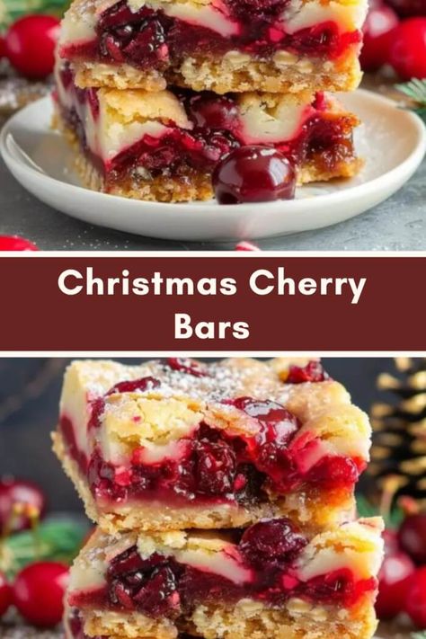 Christmas Cherry Bars Cherry Pie Bars, Cherry Bars, Cherry Desserts, Dessert Bar Recipe, Cherry Recipes, Pie Bar, Cherry Pie Filling, Dessert Salads, Bars Recipe