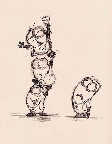 Minion Sketch, Minion Drawing, Illumination Entertainment, Funny Sketches, Disney Drawings Sketches, The Minions, Disney Art Drawings, Disney Sketches, Cartoon Sketches