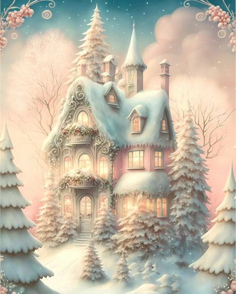 Winter Fairy Wallpaper, Winter Fantasy Castle, Snow Village Fantasy Art, Winter Castle Wallpaper, Winter Castle Fantasy Art, Creepy Houses, Fantasy House, Fantasy Artist, Fairytale Art